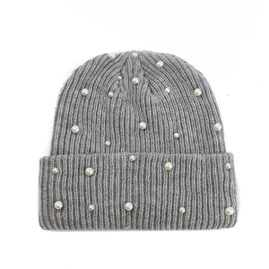 Manufactures Rhinestone Beanies <b>Hat</b> Casual Winter <b>Hat</b> Solid Color 100% Acrylic Computer Knitted Rhinestone Pearl Beanies <b>Hats</b> - Product Image 6