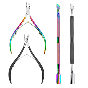Ensemble de coupe-ongles professionnels en acier inoxydable, finition arc-en-ciel, ouverture large, poignée noire durable pour le soin des ongles des doigts et des orteils, adulte - Product Image 1