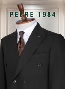 Costume d'affaires noir croisé pour homme, col mandarin, viscose/polyester, coupe classique, style britannique, grandes tailles, antistatique, pour adultes - Product Image 4