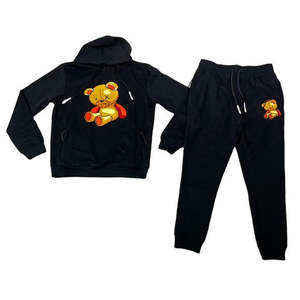 ชุดวอร์มสองชิ้นสำหรับทั้งชายและหญิงชุดวอร์มผ้าฝ้ายมีฮู้ดพิมพ์ลายพัฟโลโก้แบบ3D ออกแบบได้ตามต้องการ - Product Image 4