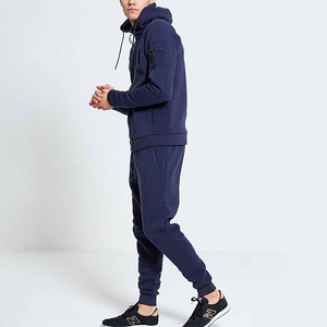 Survêtement de gymnastique en coton biologique de haute qualité à capuche fermeture éclair complète attrayant conception unie Style solide ensembles de techniques lavées d'hiver - Product Image 6