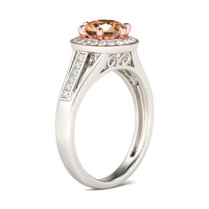 Jeulia Anniversary <b>Ring</b>-<b>Split</b> Shank Halo Round Cut Sterling Silver - Product Image 3