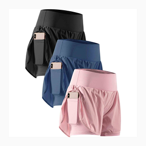 กางเกงขาสั้นโยคะผ้าสแปนเด็กซ์ผ้าไนลอนผสมผ้าสแปนเด็กซ์ความยาวด้านหลังสูงแบบไม่มีตะเข็บด้านหน้า - Product Image 2