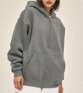 Wholesale Custom Logo New Oem Women's Streetwear Plain High Quality Vintage Blank Oversized Heavyweight Custom <b>Zip</b> up <b>Hoodie</b> - Product Image 3
