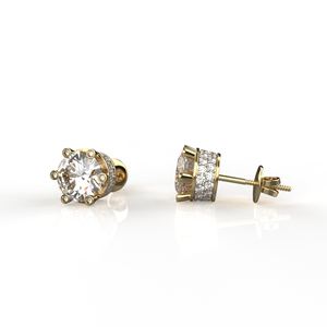 Avarta 2 Carat Solitaire Designer Fine Stud Pendientes Plata de ley con esmalte de oro de 2 quilates para niñas y mujeres - Product Image 5