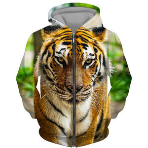 Sudaderas con Capucha de Forro Polar con Estampado 3D de Animales Tigre León para Unisex, Material de Poliéster/Algodón - Product Image 3