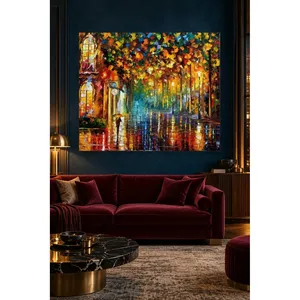 Impression sur toile Fida Colorful Trees Boulevard dans la nuit de pluie - Product Image 3