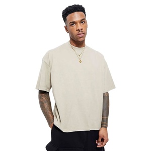 Longline OEM Streetwear Clothes <b>Down</b> Shoulder Men's Wear T-Shirt Fashionable Plain Blank Oversize Baggy Breathable Plus Size - Product Image 3