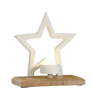 Porte-bougie étoile en métal noir moderne sur base en bois, décoration d'intérieur, décoration de Noël, présentoir de table, prix d'usine - Product Image 3