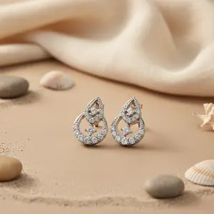 Women's <b>Silver</b> Cubic Zirconia Crystal <b>Earrings</b> Set for <b>Wedding</b> Jewelry - Product Image 3