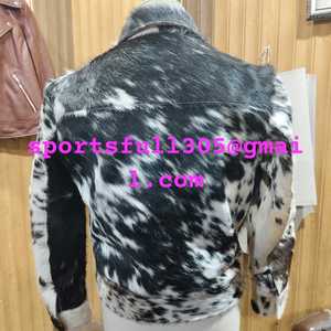 Handmade Women's Cowhide Leather Autumn/Winter Jacket <b>Fabric</b> Natural <b>Cow</b> <b>Print</b> Breathable Stylish Featuring Crystal Button Nylon - Product Image 6