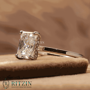 แหวนหมั้นเพชรแบบซ่อนสำหรับผู้หญิงแหวนหมั้นสไตล์รัศมีที่เปล่งประกาย - Product Image 2