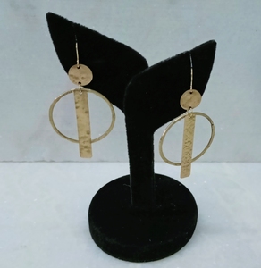 <b>Antique</b> Black and <b>Gold</b> Brass Metal Stud Earrings Fashionable Partywear Hammered Wire Circle Design <b>Bangles</b> - Product Image 2