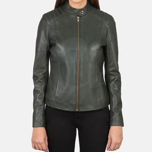 Chaqueta de cuero genuino para uso en exteriores, nuevo diseño, chaqueta de cuero para mujer, chaqueta de cuero de color sólido para mujer - Product Image 1