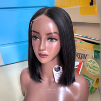 Longue durée pas cher prix brillant miroir os droite vietnamien cheveux crus perruques 360 dentelle frontale perruque Extensions de cheveux Bob perruque