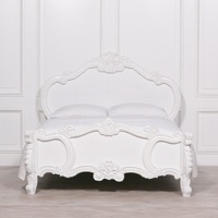 Lit sculpté Cherub Rose en bois d'acajou de haute qualité, couleur blanche, pour mobilier de chambre.