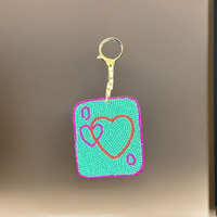 Porte-clés artisanal de qualité supérieure vert rose perlé carré métal PVC Design belle couleur pour personnaliser les clés de noël
