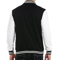 Blouson aviateur universitaire à manches longues avec fermeture éclair et braguette avec poches de l'usine du Bangladesh, noir, blanc, couleur combo, personnalisé, uni, pour hommes