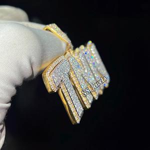 Bijoux Hip Hop personnalisés en argent Sterling 925 avec diamant Moissanite VVS complète avec lettre glacée nom pendentif cadeau d'anniversaire pour les enfants - Product Image 3