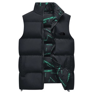 Veste imperméable sans manches en cuir véritable pour hommes Style High Street pour l'hiver Tissu en toile à fermeture éclair Vêtements chauds d'automne/décontractés - Product Image 4