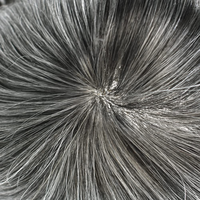 Prix de gros, produits phares : Système capillaire pour hommes en dentelle suisse française gris sel et poivre avec contour en poly, en cheveux humains