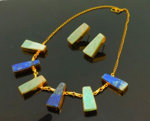 Elegantes Collares con Colgante de Piedra Lapislázuli Chapados en Oro Amarillo de 18K, Forma Geométrica, Personalizables para Mujer - Product Image 2