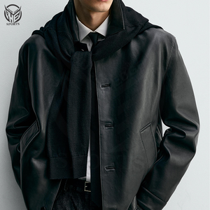 Chaqueta de Motociclista 100% Cuero para Hombre, Uso Invernal, Ecológica y Resistente al Viento, Cuello Alto, Personalizable - Product Image 2