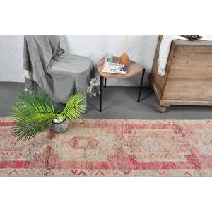 Tapis turc vintage de grande surface 21x123 pieds, fait à la main, beige, rose, patchwork, laine, latex, abstrait rectangulaire pour adolescents - Product Image 2