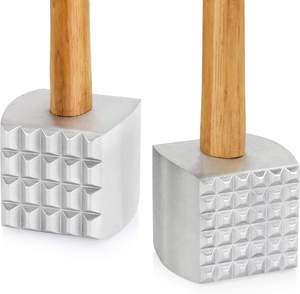 Wood Handle Aluminum <b>Meat</b> Tenderizer/<b>Mallet</b>/Hammer, 13-Inch Overall Brown Wood <b>Meat</b> <b>Mallet</b> Tenderizer Tool - Product Image 4