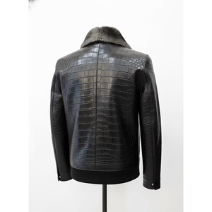 Chaqueta para Hombre, Chaqueta de Cuero de Cocodrilo para Hombre, Piel de Vaca con Acabado de Cocodrilo, Chaqueta de Cuero de Cocodrilo para Hombre OEM - Product Image 3