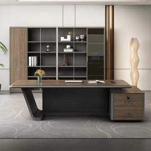 Escritorio Ejecutivo de Madera en Forma de L, Mesa de Oficina Comercial de Diseño Modular, Conjunto de Muebles para Espacio de Trabajo Corporativo - Product Image 1