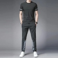 Ensemble de survêtement décontracté pour homme, pantalon et veste, design 2 en 1, séchage rapide, respirant, léger, coupe classique pour l'été