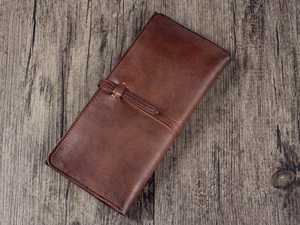 Portefeuille LWM-0093 en cuir long vintage Multi-Slots pour dames Porte-cartes de crédit Fermeture ouverte Pochette Sacs à main - Product Image 3