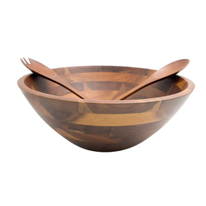 Bol à salade en bois de qualité supérieure avec ustensiles de service, ensemble de service en bois naturel fait main et articles de cuisine écologiques à vendre - Product Image 3