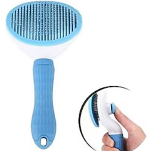 Self-Cleaning One Button <b>Pet</b> Hair <b>Brush</b> for Cats and Dogs Silicone Handle Blue - Product Image 1
