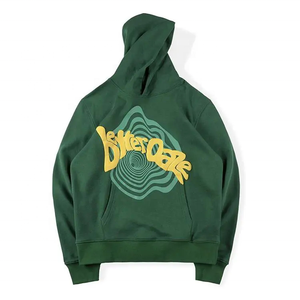 Conjunto Deportivo de Hombre 100% Algodón con Estampado Puff, Logotipo Personalizado, Sudadera con Capucha y Bolsillo Canguro, Pantalones Acampanados para Hombre y Mujer - Product Image 2