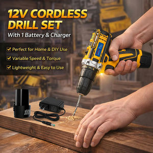 Kit d'outils de perçage sans fil rechargeable |   LED intégré + Batterie 12V et chargeur + 6 bits |   Variateur de vitesse électrique - Product Image 5