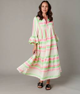 Robe tissée pour femme Robe longue élégante à manches longues à volants une fusion intemporelle de l'artisanat indien et de l'été moderne - Product Image 3