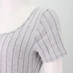 Summer Women Dress Skinny <b>Square</b> Neck Split Hem Knitted Elastic Midi Dress Solid Color Mid-calf Length Short Sleeves Lady Dress - Product Image 6