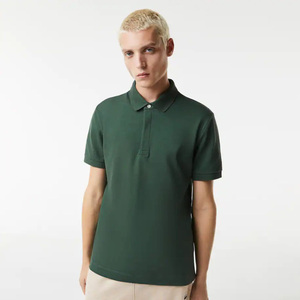 Polo de algodón elástico con logotipo bordado personalizado, ajuste Regular 100%, verde bosque, Piqué con solapa de botón oculto y Rib - Product Image 1