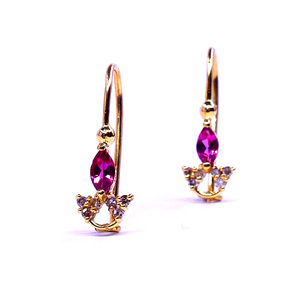 Boucles d'oreilles en diamant de style vintage classique et attrayant en tourmaline rose à la mode de luxe en or 14 carats - Product Image 4