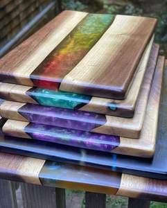 Planche à découper en bois multicolores de 1,5 cm d'épaisseur, facile à nettoyer, pour cafés, restaurants, espaces alimentaires de boutique, outils de présentation artistique - Product Image 3
