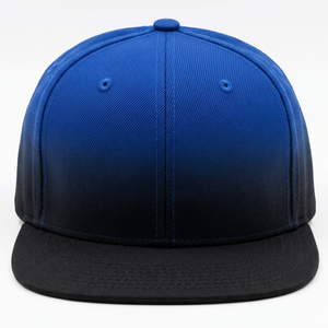 Casquette de baseball snapback ajustable en coton bleu-noir dégradé de haute qualité, six panneaux, visière plate, pour l'extérieur, streetwear, OEM - Product Image 1