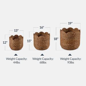 Ensemble de 3 paniers en jacinthe d'eau avec des bords en forme de coquille Panier de rangement fait à la main Vente en gros Écologique Fabriqué au Vietnam - Product Image 2