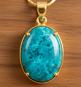 Top Grade 925 Sterling Silver Chain Lunette Réglage Bohème Naturel Chrysocolle Forme Ovale Guérison Cristal Pendentif Cadeau De Mode - Product Image 2