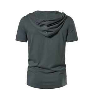 Summer Men Tshirt Casual Solid Hooded Tops Tees Shirts Male New Sportswear Mens Running Hoodie T-shirt pour hommes DDP Shipping - Product Image 6