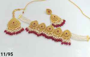 JOYERÍA DE COBRE TRADICIONAL Y DE MODA INDIA CONJUNTO DE JOYERÍA DE BODA NOVIA PARA MUJER CONJUNTO DE PENDIENTES Y COLLAR - Product Image 6