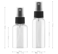 Bouteille pulvérisateur fine brume PET 50 ml avec impression de logo personnalisé, conteneur cosmétique rond rechargeable