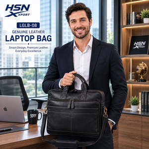 Sac à main pour ordinateur portable en cuir véritable HSN Vintage LGDTB-07, grande capacité, fermeture éclair, sac de voyage à bandoulière pour usage professionnel - Product Image 3