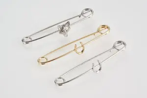 Factory Supply Safety Pin For Jewelry Making Accessories Metal Decorative Custom Safety Pin Brooch Charm